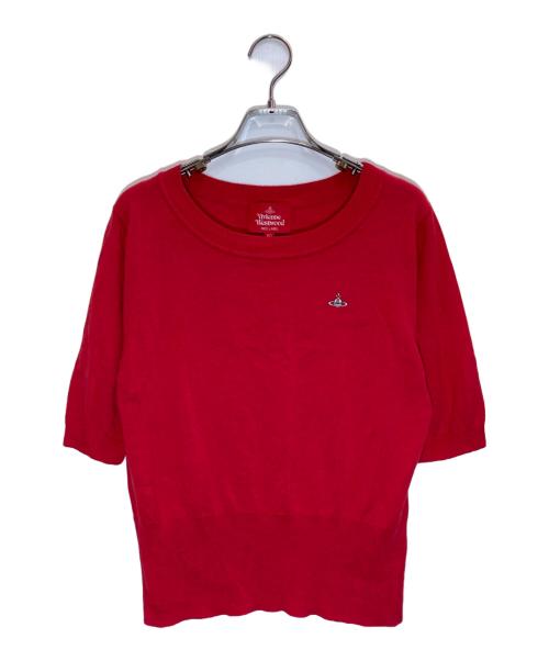 Vivienne Westwood RED LABEL（ヴィヴィアンウエストウッドレッドレーベル）Vivienne Westwood RED LABEL (ヴィヴィアンウエストウッドレッドレーベル) オーブ刺繍半袖サマーニット レッド サイズ:SIZE 00の古着・服飾アイテム