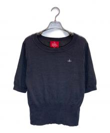 Vivienne Westwood RED LABEL（ヴィヴィアンウエストウッドレッドレーベル）の古着「オーブ刺繍半袖サマーニット」｜グレー