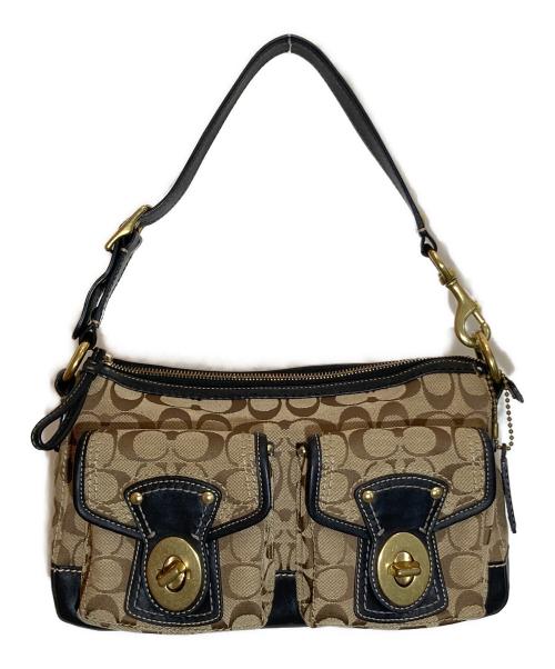COACH（コーチ）COACH (コーチ) レガシーシグネチャー ターンロックワンショルダーバッグ ベージュ サイズ:-の古着・服飾アイテム
