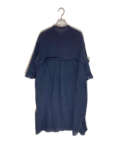 NUME（ヌメ）NUME (ヌメ) リネンスタンドカラーワンピース ネイビー サイズ:SIZE 2の古着・服飾アイテム