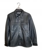Schottショット）の古着「LAMB LEATHER PATCH POCKET SHIRT」｜ブラック