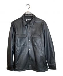 Schott（ショット）の古着「LAMB LEATHER PATCH POCKET SHIRT」｜ブラック