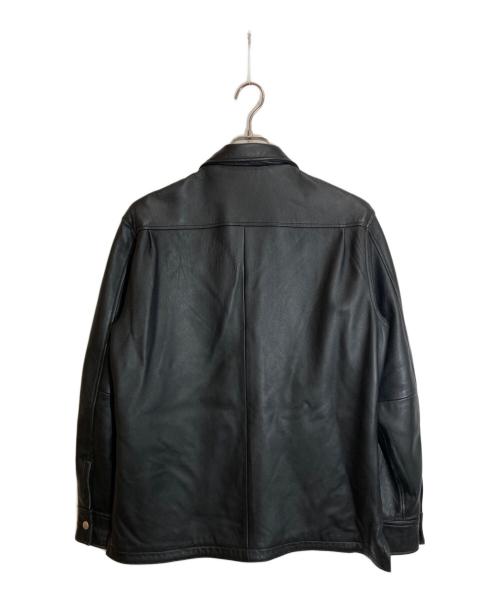 Schott（ショット）Schott (ショット) LAMB LEATHER PATCH POCKET SHIRT ブラック サイズ:Lの古着・服飾アイテム