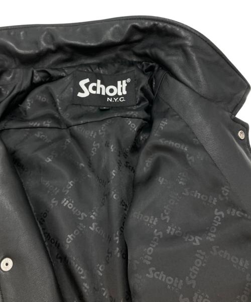Schott（ショット）Schott (ショット) LAMB LEATHER PATCH POCKET SHIRT ブラック サイズ:Lの古着・服飾アイテム