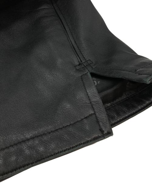 Schott（ショット）Schott (ショット) LAMB LEATHER PATCH POCKET SHIRT ブラック サイズ:Lの古着・服飾アイテム