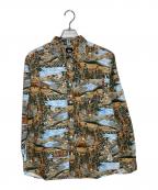 stussyステューシー）の古着「ALL OVER PRINT SHIRT」｜ブルー×ベージュ