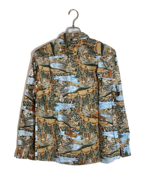 stussy（ステューシー）stussy (ステューシー) ALL OVER PRINT SHIRT ブルー×ベージュ サイズ:Ⅿの古着・服飾アイテム