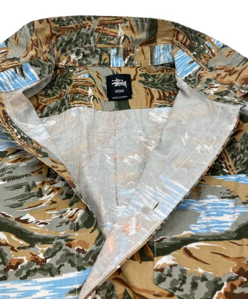 stussy（ステューシー）stussy (ステューシー) ALL OVER PRINT SHIRT ブルー×ベージュ サイズ:Ⅿの古着・服飾アイテム