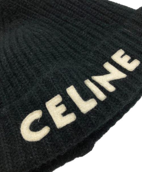 CELINE（セリーヌ）CELINE (セリーヌ) エンブロイダリーロゴニット帽 ブラックの古着・服飾アイテム