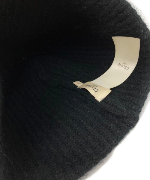 CELINE（セリーヌ）CELINE (セリーヌ) エンブロイダリーロゴニット帽 ブラックの古着・服飾アイテム