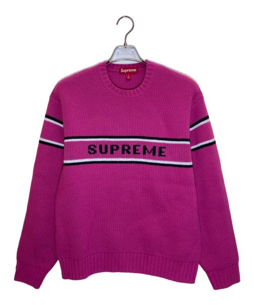 SUPREME（シュプリーム）Supreme (シュプリーム) chest stripe sweater ピンク サイズ:Sの古着・服飾アイテム
