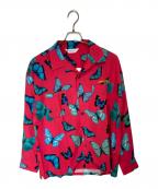 MSMLエムエスエムエル）の古着「BUTTERFLY OPEN COLLAR LONG SLEEVE SHIRT」｜レッド