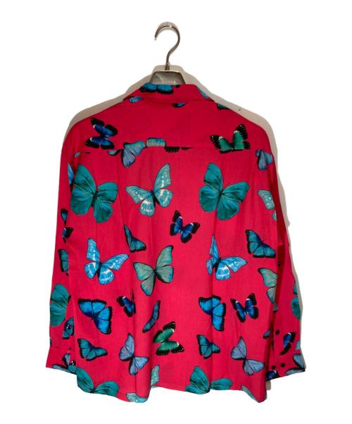 MSML（エムエスエムエル）MSML (エムエスエムエル) BUTTERFLY OPEN COLLAR LONG SLEEVE SHIRT レッド サイズ:SIZE Mの古着・服飾アイテム