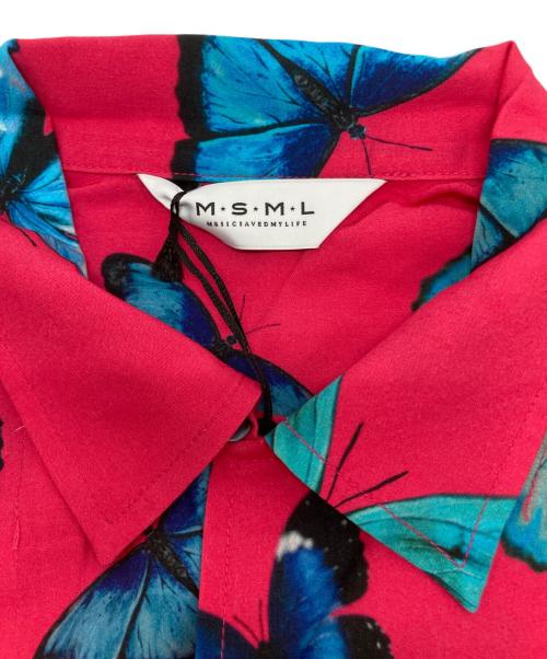 MSML（エムエスエムエル）MSML (エムエスエムエル) BUTTERFLY OPEN COLLAR LONG SLEEVE SHIRT レッド サイズ:SIZE Mの古着・服飾アイテム