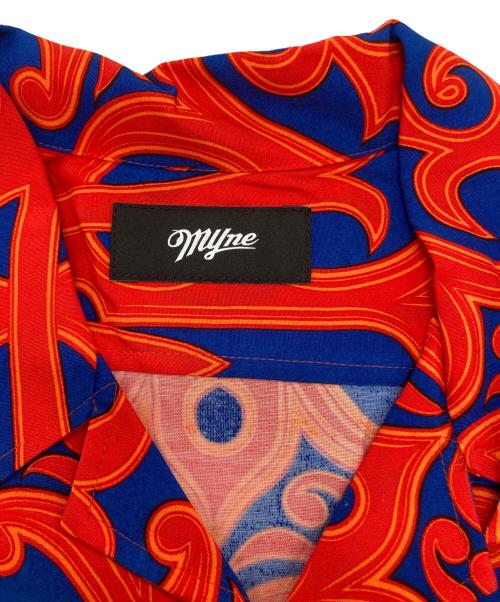 myne（マイン）MYNE (マイン) Monogram H/S Shirt レッド×ブルー サイズ:Ⅿの古着・服飾アイテム