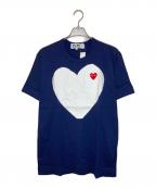 PLAY COMME des GARCONSプレイコムデギャルソン）の古着「レッドワッペン・ホワイト・ハート・Tシャツ」｜ネイビー