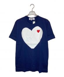 PLAY COMME des GARCONS（プレイコムデギャルソン）の古着「レッドワッペン・ホワイト・ハート・Tシャツ」｜ネイビー