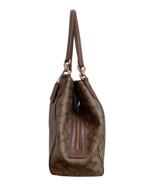 COACH（コーチ）COACH (コーチ) ハリーシグネチャートートバッグ ベージュ×ブラウンの古着・服飾アイテム
