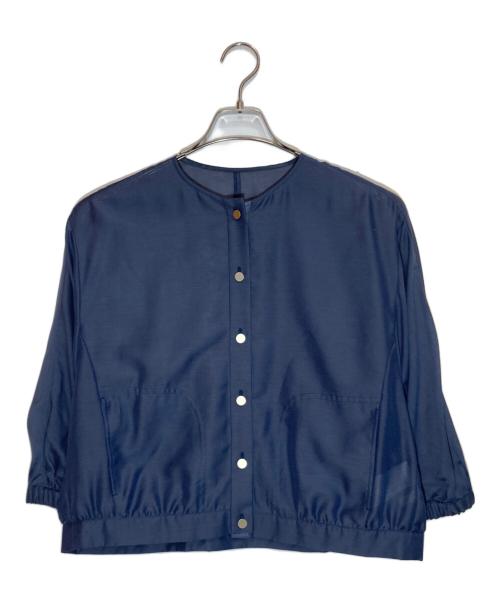自由区（ジユウク）自由区 (ジユウク) ライトシアーノーカラー ブルゾン ネイビー サイズ:SIZE M (38)の古着・服飾アイテム
