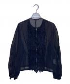 TOMORROW LAND collectionトゥモローランドコレクション）の古着「ルコットンオーガンジー ジップアップブラウス」｜ブラック