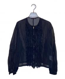 TOMORROW LAND collection（トゥモローランドコレクション）の古着「ルコットンオーガンジー ジップアップブラウス」｜ブラック