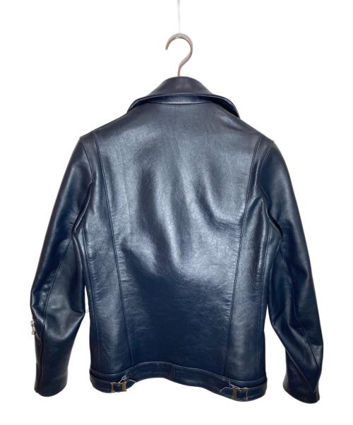 666 LEATHER  WEAR（トリプルシックス レザーウェア）666 LEATHER  WEAR (トリプルシックス レザーウェア) ライダースジャケット ネイビー サイズ:34の古着・服飾アイテム
