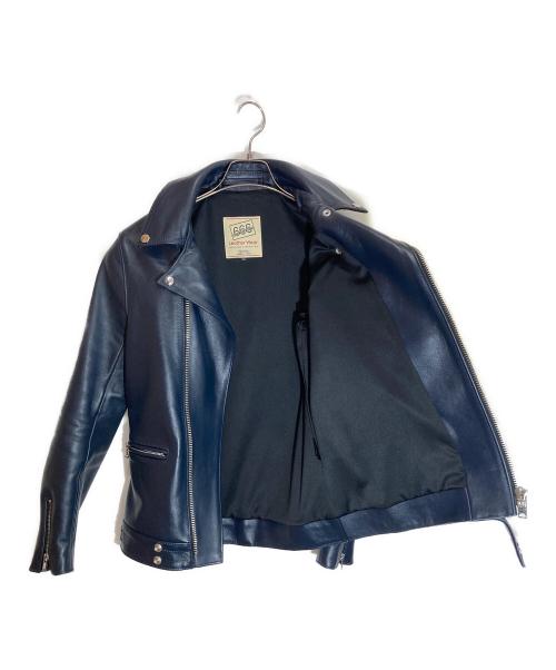 666 LEATHER  WEAR（トリプルシックス レザーウェア）666 LEATHER  WEAR (トリプルシックス レザーウェア) ライダースジャケット ネイビー サイズ:34の古着・服飾アイテム