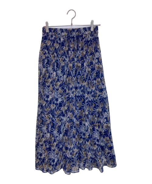 自由区（ジユウク）自由区 (ジユウク) ドローイングフラワープリントスカート ネイビー サイズ:SIZE 38 未使用品の古着・服飾アイテム