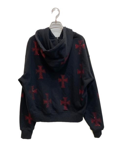 unknown（アンノウン）Unknown (アンノウン) ラインストーンジップアップパーカー ブラック サイズ:Sの古着・服飾アイテム