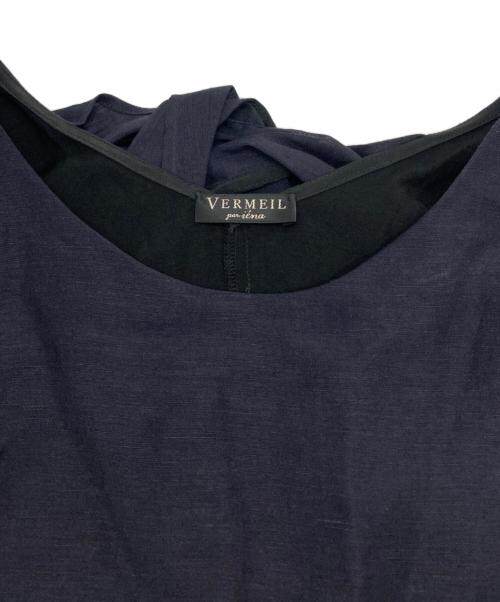 VERMEIL par iena（ヴェルメイユ パー イエナ）VERMEIL par iena (ヴェルメイユ パー イエナ) 異素材コンビワンピース ネイビー サイズ:SIZE Freeの古着・服飾アイテム
