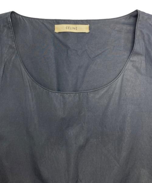 CELINE（セリーヌ）CELINE (セリーヌ) 裾レザーノースリーブワンピース ネイビー サイズ:SIZE M (38)の古着・服飾アイテム