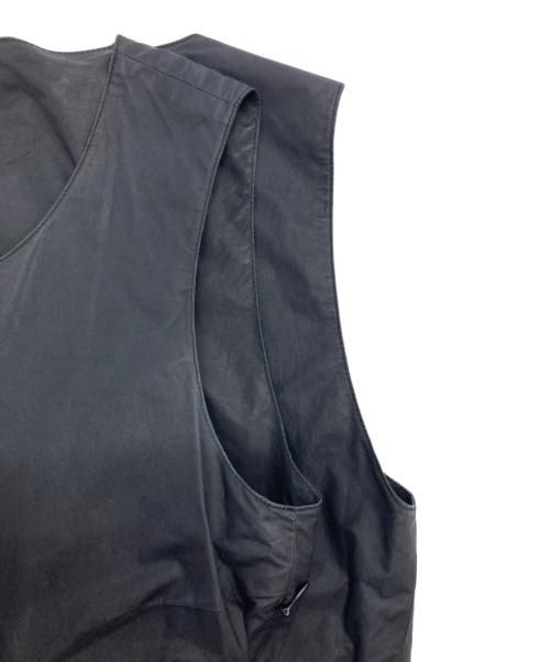 CELINE（セリーヌ）CELINE (セリーヌ) 裾レザーノースリーブワンピース ネイビー サイズ:SIZE M (38)の古着・服飾アイテム