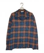Name.ネーム）の古着「MBRE CHECK CUT-OFF BOX SHORT SHIR」｜ブラウン×ネイビー