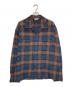 Name.（ネーム）の古着「MBRE CHECK CUT-OFF BOX SHORT SHIR」｜ブラウン×ネイビー