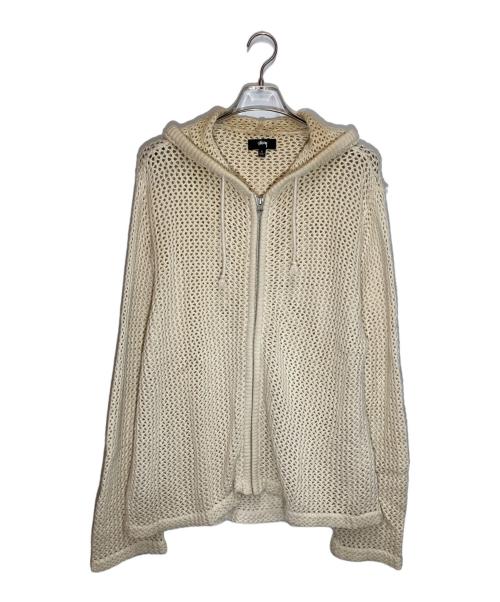 stussy（ステューシー）stussy (ステューシー) MESH ZIP HOODIE ベージュ サイズ:Lの古着・服飾アイテム