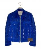 masuエムエーエスユー）の古着「DIAMOND-CUT LEATHER JACKET」｜ブルー