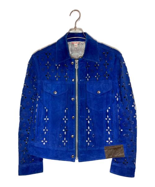 masu（エムエーエスユー）masu (エムエーエスユー) DIAMOND-CUT LEATHER JACKET ブルー サイズ:SIZE 46の古着・服飾アイテム