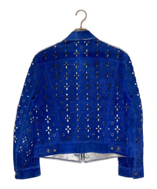 masu（エムエーエスユー）masu (エムエーエスユー) DIAMOND-CUT LEATHER JACKET ブルー サイズ:SIZE 46の古着・服飾アイテム