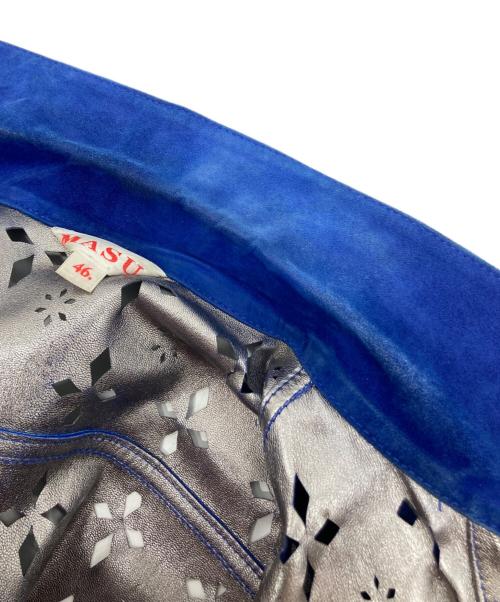masu（エムエーエスユー）masu (エムエーエスユー) DIAMOND-CUT LEATHER JACKET ブルー サイズ:SIZE 46の古着・服飾アイテム