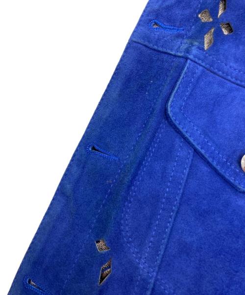 masu（エムエーエスユー）masu (エムエーエスユー) DIAMOND-CUT LEATHER JACKET ブルー サイズ:SIZE 46の古着・服飾アイテム