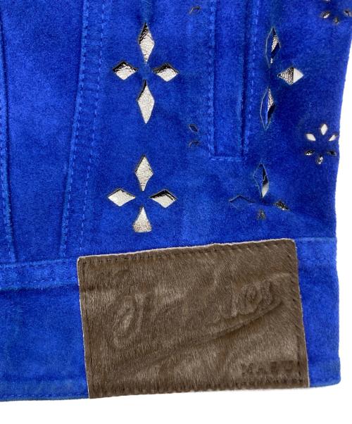 masu（エムエーエスユー）masu (エムエーエスユー) DIAMOND-CUT LEATHER JACKET ブルー サイズ:SIZE 46の古着・服飾アイテム