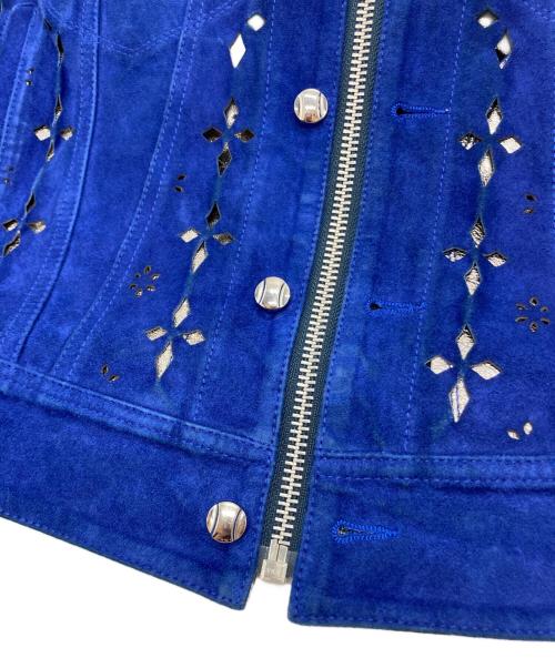 masu（エムエーエスユー）masu (エムエーエスユー) DIAMOND-CUT LEATHER JACKET ブルー サイズ:SIZE 46の古着・服飾アイテム