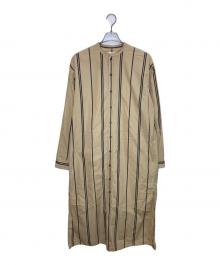 JIL SANDER+（ジルサンダープラス）の古着「ストライプシャツワンピース」｜ベージュ
