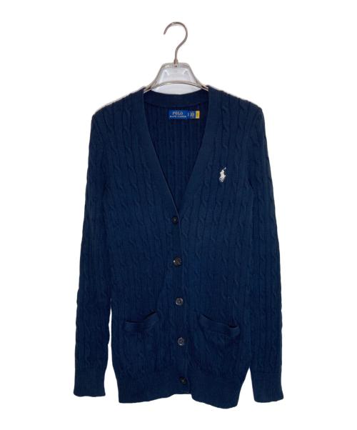 POLO RALPH LAUREN（ポロ・ラルフローレン）POLO RALPH LAUREN (ポロ・ラルフローレン) コットンケーブルニットカーディガン ネイビー サイズ:Sの古着・服飾アイテム
