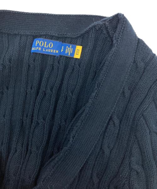 POLO RALPH LAUREN（ポロ・ラルフローレン）POLO RALPH LAUREN (ポロ・ラルフローレン) コットンケーブルニットカーディガン ネイビー サイズ:Sの古着・服飾アイテム