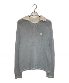 SATUR（セター）の古着「Lausanne V-Neck Collar Knit」｜ブルー