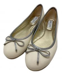 JIMMY CHOO（ジミーチュウ）の古着「パイピングリボンバレエシューズ」｜アイボリー