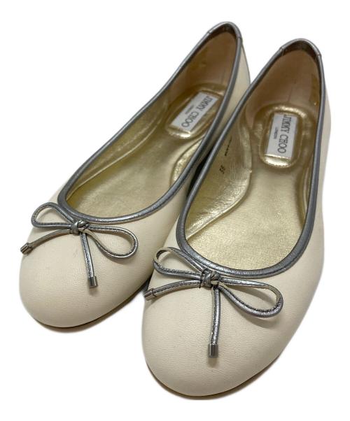JIMMY CHOO（ジミーチュウ）JIMMY CHOO (ジミーチュウ) パイピングリボンバレエシューズ アイボリー サイズ:SIZE 38の古着・服飾アイテム