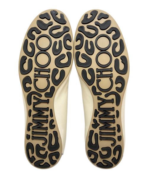 JIMMY CHOO（ジミーチュウ）JIMMY CHOO (ジミーチュウ) パイピングリボンバレエシューズ アイボリー サイズ:SIZE 38の古着・服飾アイテム