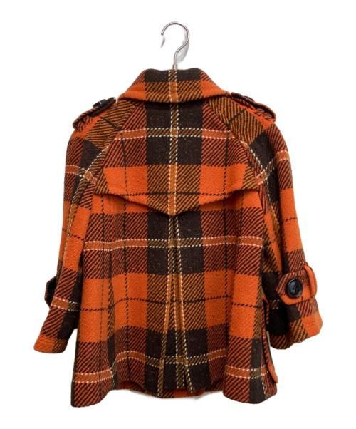 BURBERRY BLUE LABEL（バーバリー ブルー レーベル）BURBERRY BLUE LABEL (バーバリー ブルー レーベル) チェック柄ショートPコート オレンジ サイズ:38の古着・服飾アイテム